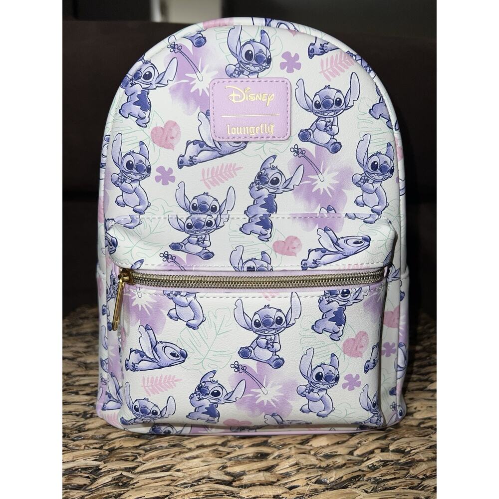 NWT Loungefly Lilo & Stitch Tropical Heart Pastel Mini Backpack & Cardholder - Picture 2 of 8